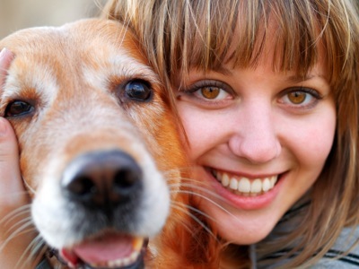 Woman and old dog