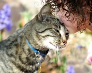 girl and cat