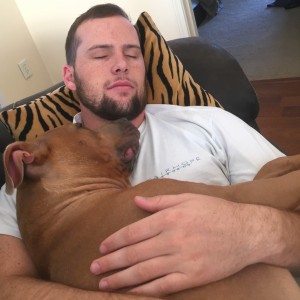 Aaron and Waffles napping