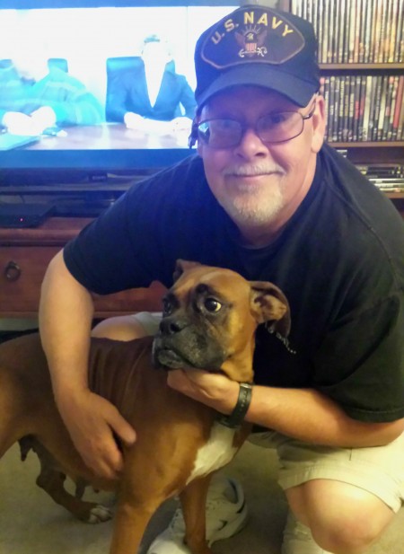 Nathan and Roxy, once-abused shelter dog