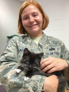 Blind kitten helps airman count her blessings