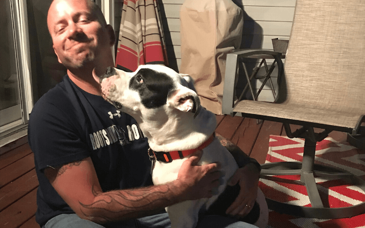 Army gunner rescues senior dog who suffered years of abuse