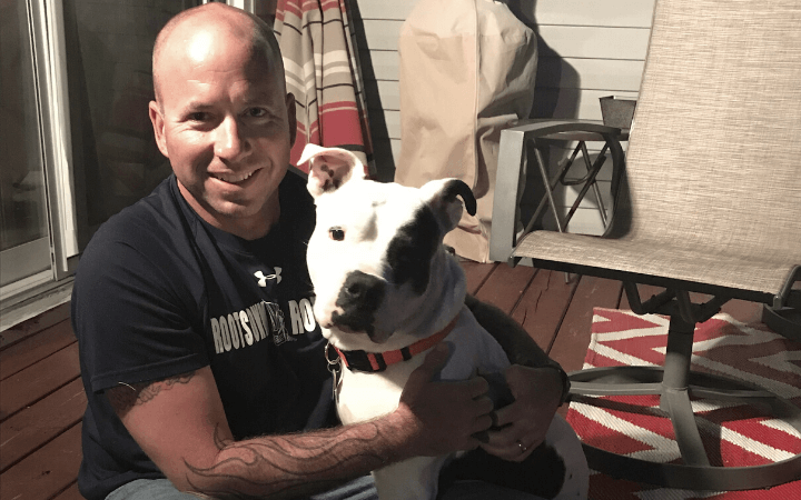 Army gunner rescues senior dog who suffered years of abuse