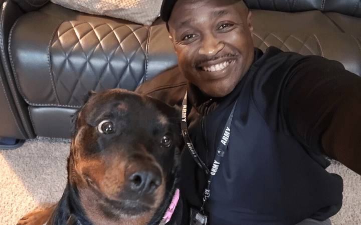 Army veteran dedicated to helping others rescues an abandoned dog