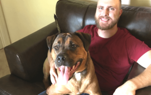 Three tour Iraq war veteran rescues giant lap dog who never had a home