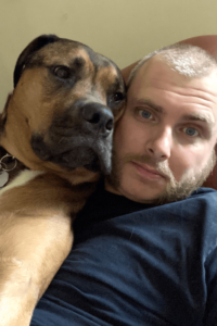 Three tour Iraq war veteran rescues giant lap dog who never had a home