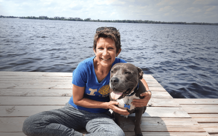Cuddlesome Pit Bull chooses retired Iraq war veteran to adopt him