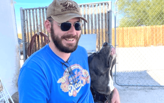 Marine rescues giant dog who loves parties and people clothes