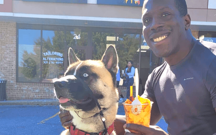 Navy veteran called to serve is first time dad to second chance dog