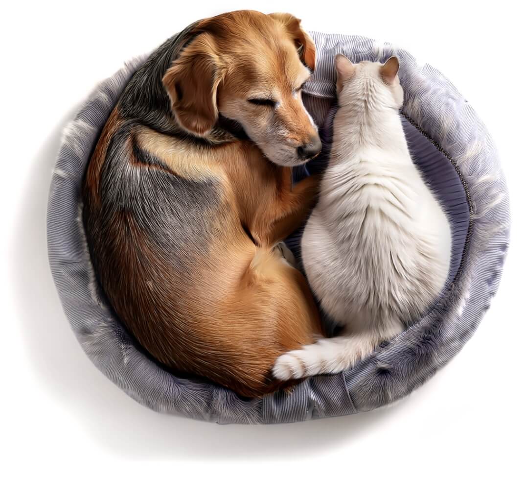 dog-cat-in-pet-bed