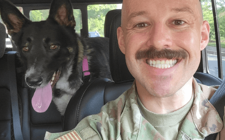 Air Force veteran adopts abandoned shepherd he rescued from busy road