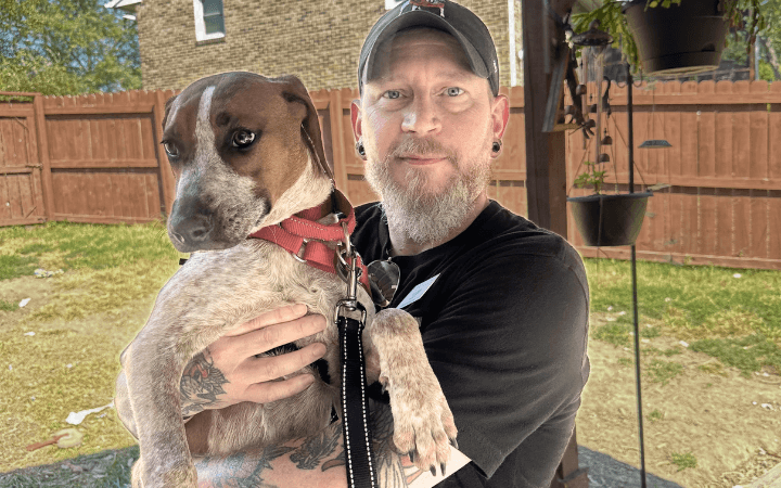 Combat veteran adopts rescue dog with invisible wounds of his own