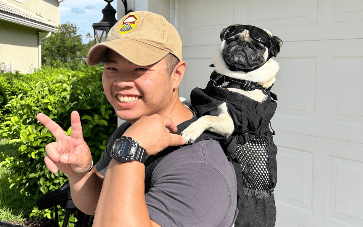 Reservist transitions to civilian life with cuddlesome Pug by his side